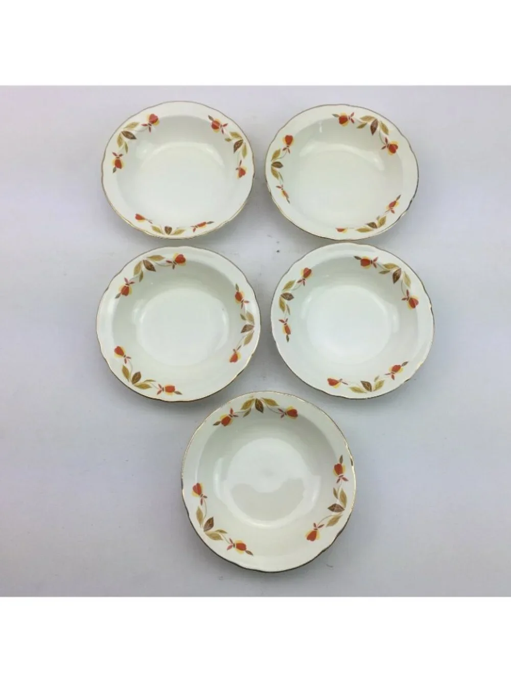 Autumnware Vintage Hall China Autumn Leaf Mary Dunbar Dessert Bowl Set Dish 5.5